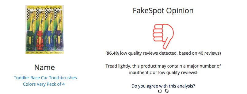 Fakespot analysis says most of these toothbrush reviews are fake.