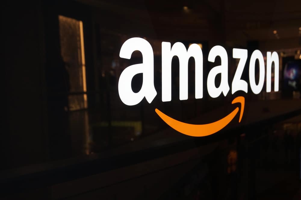 Amazon logo on glass door