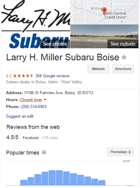 Subaru Boise map