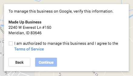 Verifying Google My Business info