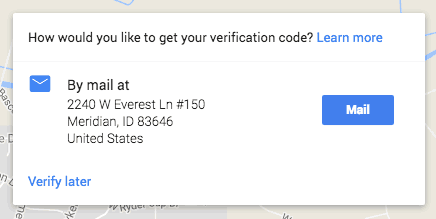 Google postcard for GMB verification